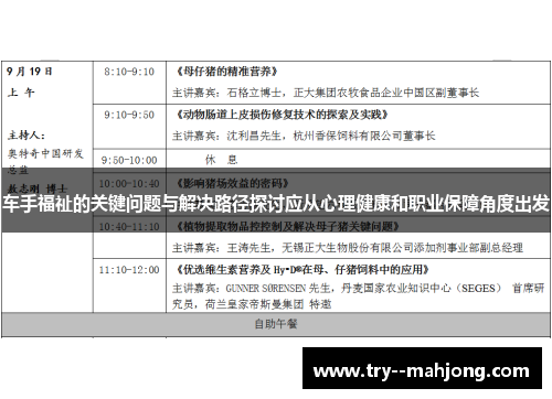 车手福祉的关键问题与解决路径探讨应从心理健康和职业保障角度出发 车手福祉的关键问题与解决路径探讨应从心理健康和职业保障角度出发