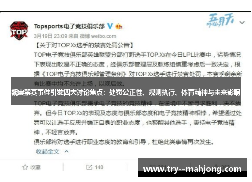 魏震禁赛事件引发四大讨论焦点：处罚公正性、规则执行、体育精神与未来影响